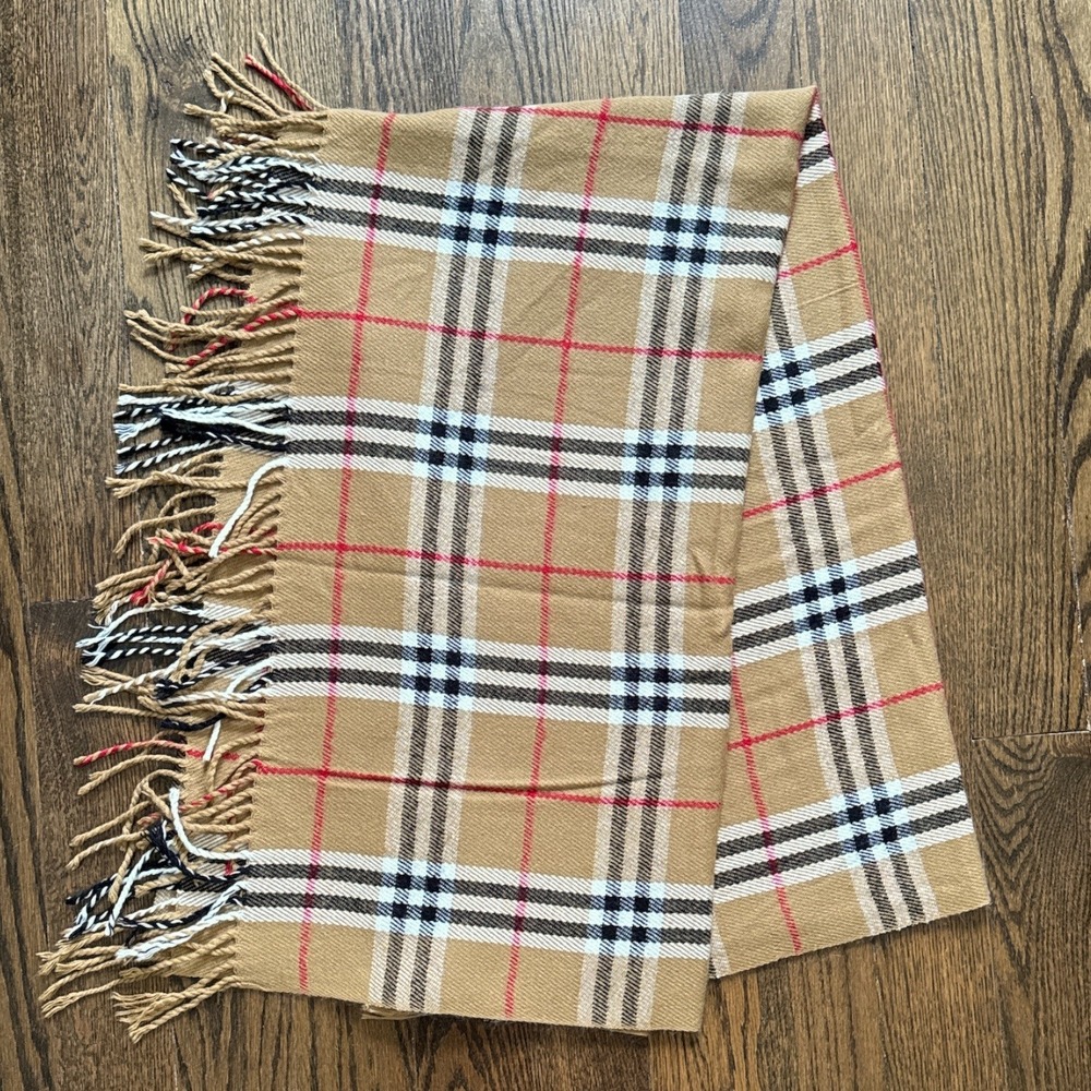 Tan Plaid 50x65 Scarf Shawl Fringe Classic Check Pattern Soft‎ Fall Winter Wrap